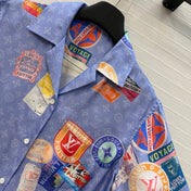 LV SHORT-SLEEVE PRINTED SILK BLOUSE 268222