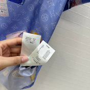 LV SHORT-SLEEVE PRINTED SILK BLOUSE 268222