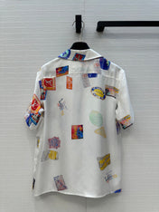 LV SHORT-SLEEVE PRINTED SILK BLOUSE 268226