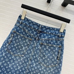 LOUIS VUITTON DENIM SKIRT WITH JACQUARD LOGO 276115