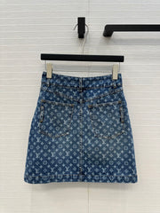 LOUIS VUITTON DENIM SKIRT WITH JACQUARD LOGO 276115