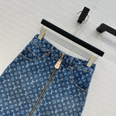 LOUIS VUITTON DENIM SKIRT WITH JACQUARD LOGO 276115
