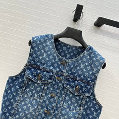LOUIS VUITTON JACQUARD PATTERN DENIM VEST 276119