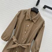 HERMES JACQUARD SHIRT DRESS WITH TIE NECK 276147