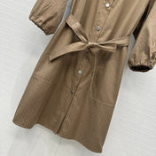 HERMES JACQUARD SHIRT DRESS WITH TIE NECK 276147