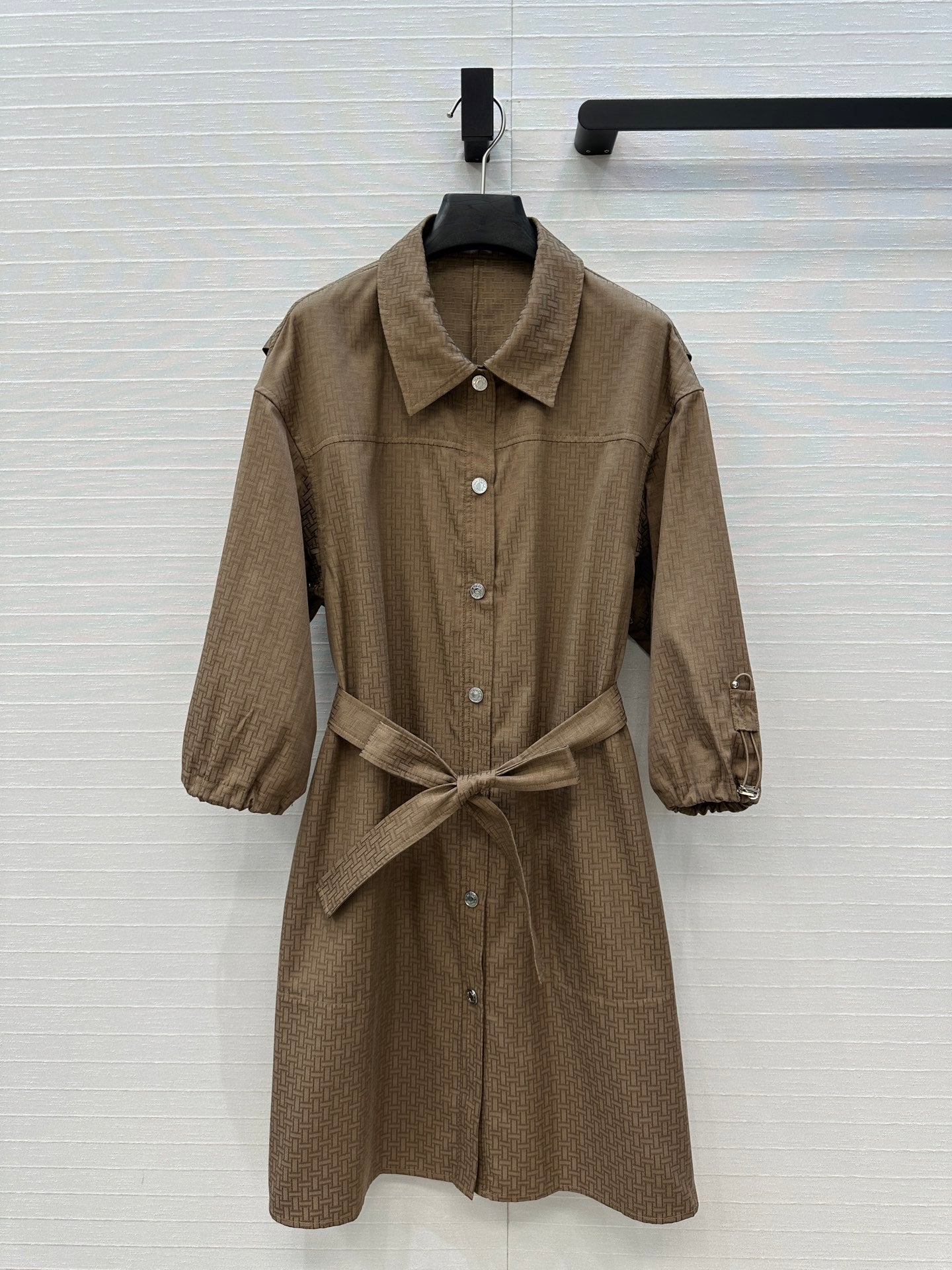 HERMES JACQUARD SHIRT DRESS WITH TIE NECK 276147