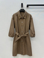 HERMES JACQUARD SHIRT DRESS WITH TIE NECK 276147