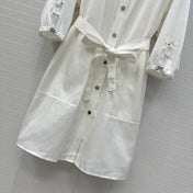 HERMES JACQUARD SHIRT DRESS WITH TIE NECK 276149