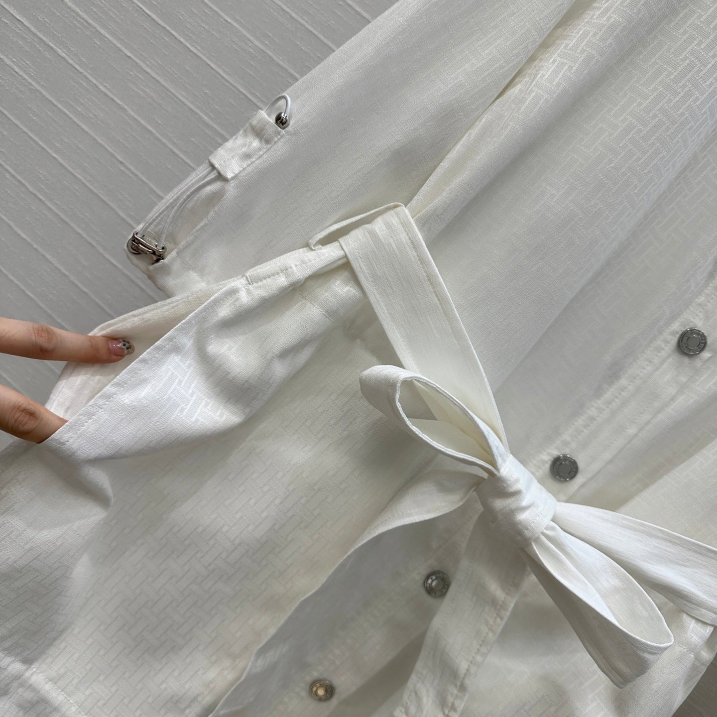 HERMES JACQUARD SHIRT DRESS WITH TIE NECK 276149