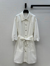 HERMES JACQUARD SHIRT DRESS WITH TIE NECK 276149