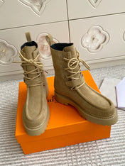 HM 25S ANKLE BOOTS IN WARM BEIGE GOLD SUEDE