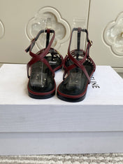 CELINE 26S CLEA TRIOMPHE GLADIATOR SANDALS IN DARK RED LAMBSKIN