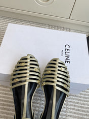 CELINE 26S CLEA TRIOMPHE GLADIATOR SANDALS IN CHAMPAGNE GOLD LAMBSKIN