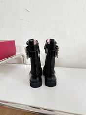 VIV' RANGERS STRASS BUCKLE BOOTS IN BLACK FABRICS