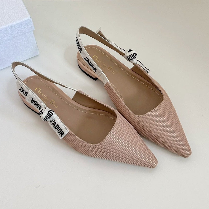 J'ADIOR SLINGBACK FLAT NUDE PINK TECHNICAL FABRIC