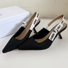 J'ADIOR SLINGBACK PUMP BLACK TECHNICAL FABRIC 65 MM