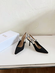 J'ADIOR SLINGBACK PUMP BLACK TECHNICAL FABRIC 10 CM