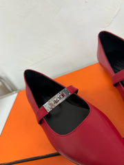 KIARA FLAT PUMP IN RUBY RED CALFSKIN