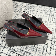 SL CARINE SLINGBACKS PUMP 45 BERRY CALFSKIN