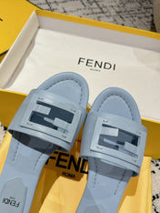 FF Baguette Baby Blue Leather Slide