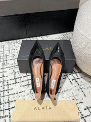 ALAIA PUMP 1 CM IN BLACK SUEDE MIX BLACK CALFSKIN