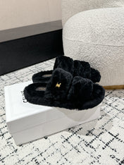 DAD SANDAL MULE IN BLACK SHEARLING
