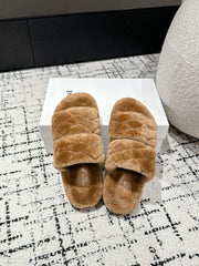 DAD SANDAL MULE IN CAMEL BROWN SHEARLING