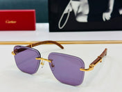 C DE RIMLESS RECTANGULAR FRAME SUNGLASSES CT0607S IN METAL AND WOODEN