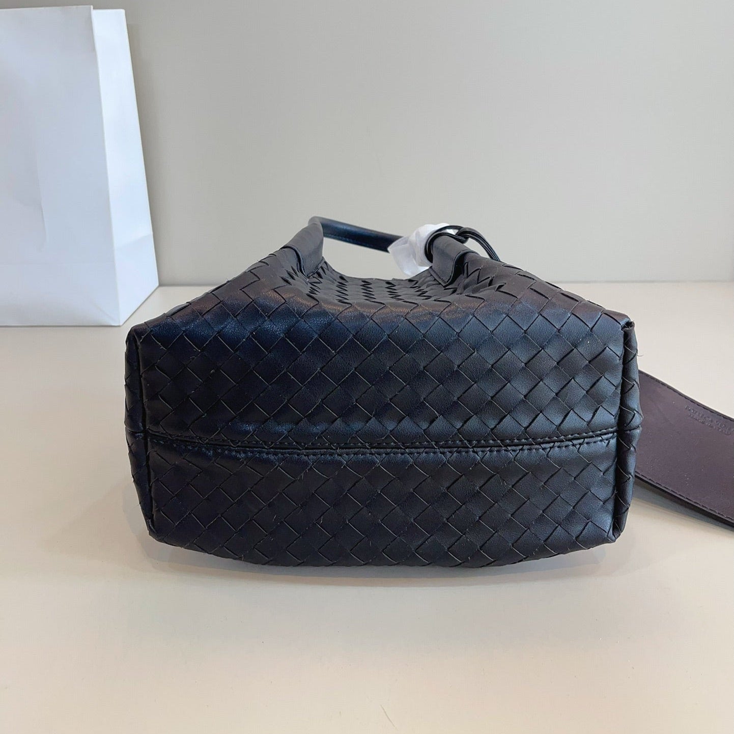 SMALL PINACOTECA TOTE BAG 25 IN BLACK CALFSKIN