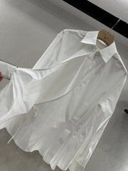 LOEWE WHITE LONG SLEEVE SHIRT WITH PLEATED WAIST