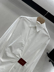 LOEWE WHITE LONG SLEEVE SHIRT WITH PLEATED WAIST