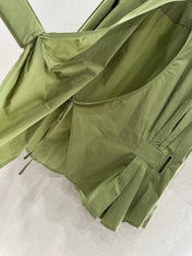 LOEWE GREEN LONG SLEEVE SHIRT WITH PLEATED WAIST