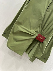 LOEWE GREEN LONG SLEEVE SHIRT WITH PLEATED WAIST