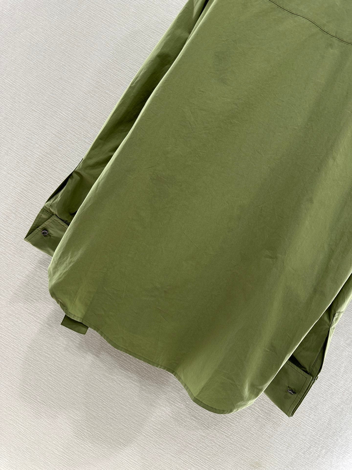 LOEWE GREEN LONG SLEEVE SHIRT WITH PLEATED WAIST