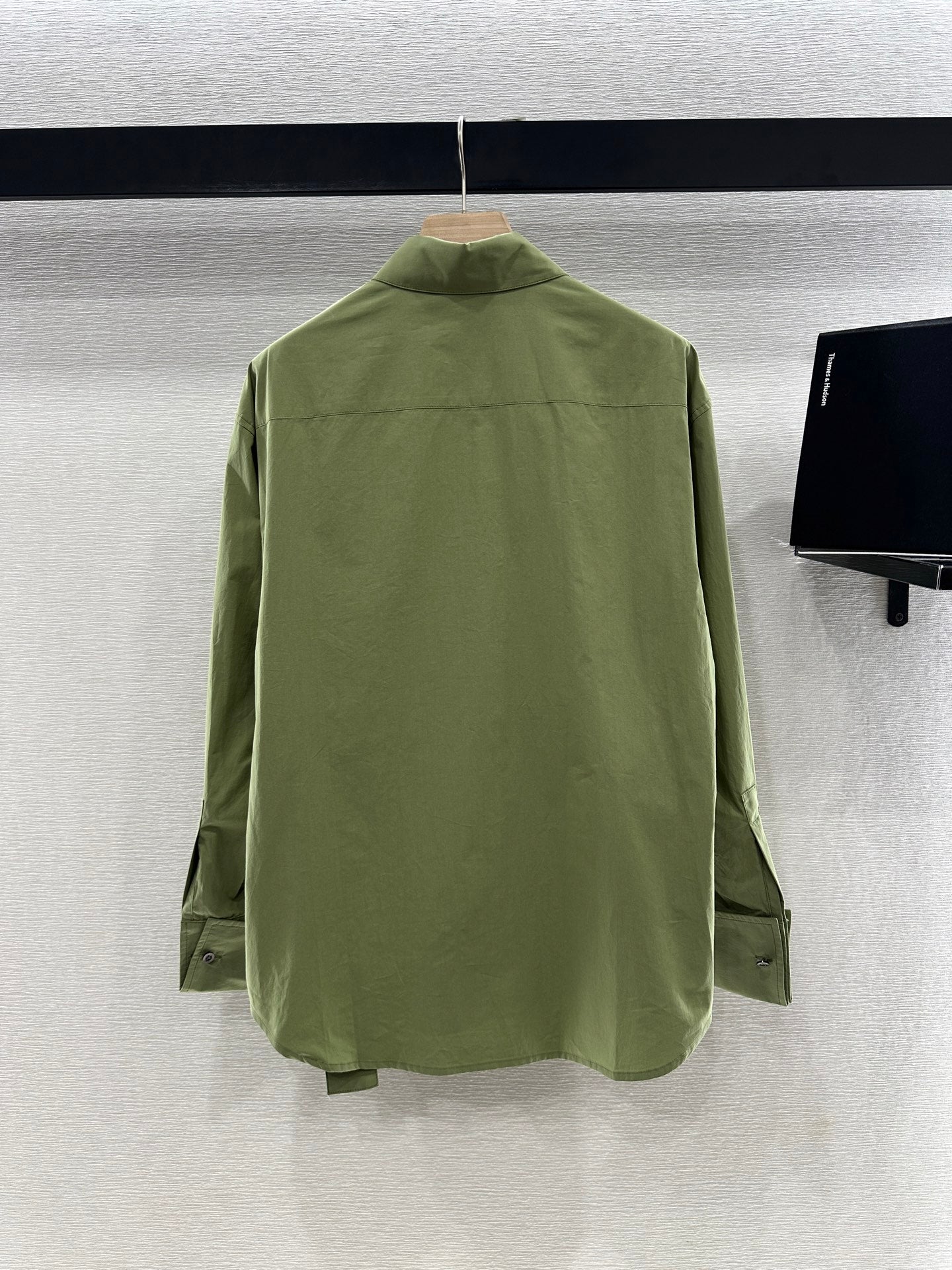 LOEWE GREEN LONG SLEEVE SHIRT WITH PLEATED WAIST