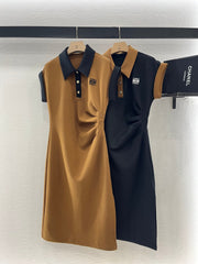 SHORT-SLEEVE COLLAR DRESS 25S IN COTTON 265670