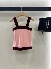 CHANEL FLAT-NECK KNIT CAMISOLE AND STRAIGHT KNIT SKIRT SET 263412