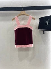CHANEL FLAT-NECK KNIT CAMISOLE AND STRAIGHT KNIT SKIRT SET