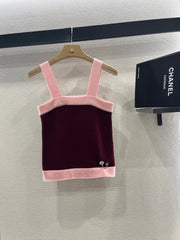 CHANEL FLAT-NECK KNIT CAMISOLE AND STRAIGHT KNIT SKIRT SET