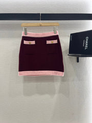 CHANEL FLAT-NECK KNIT CAMISOLE AND STRAIGHT KNIT SKIRT SET
