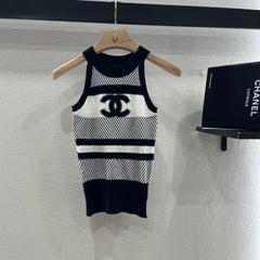 CHANEL HALTER NECK SLEEVELESS KNIT TOP 263407
