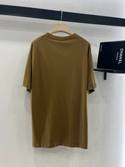 LOEWE BROWN T-SHIRT WITH EMBROIDERED LOGO