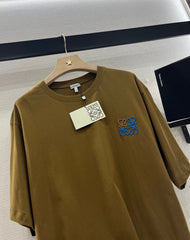 LOEWE BROWN T-SHIRT WITH EMBROIDERED LOGO