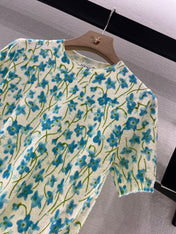 LOEW 25S SHORT SLEEVE SWEATER KNIT FLORAL 264994