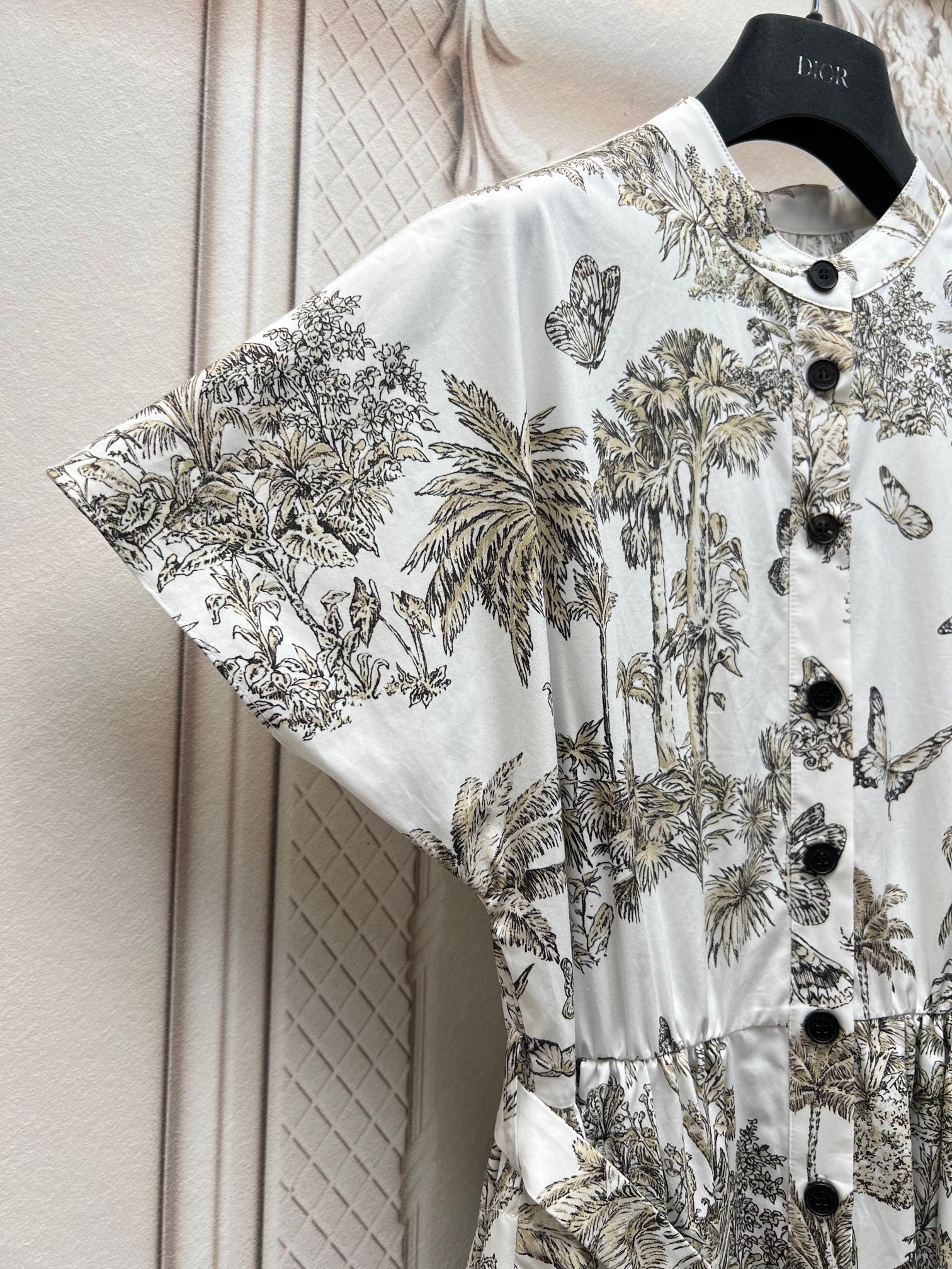 DIOR 25S PRINTED COTTON-SILK DRESS 735