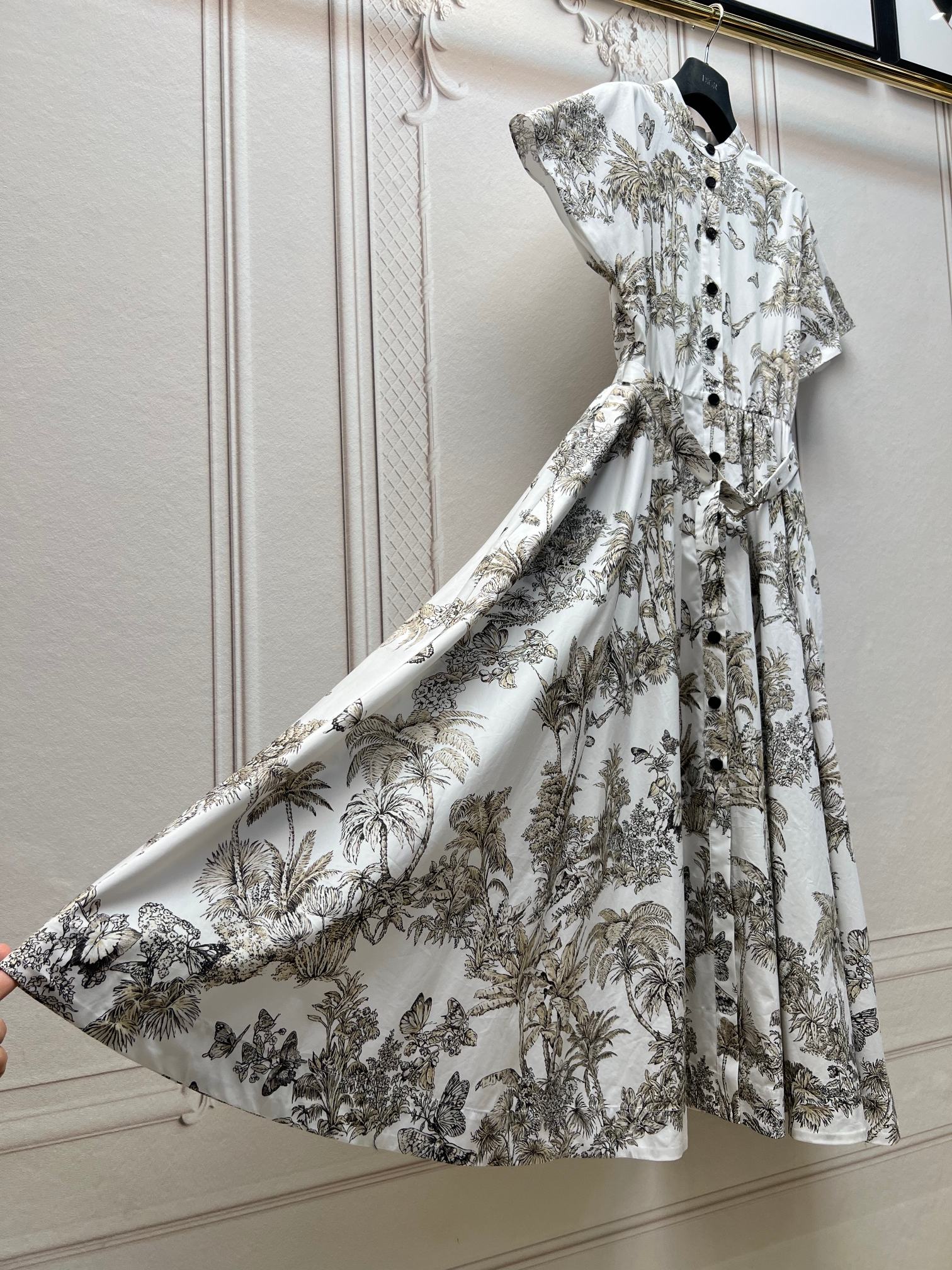 DIOR 25S PRINTED COTTON-SILK DRESS 735