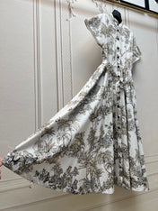 DIOR 25S PRINTED COTTON-SILK DRESS 735