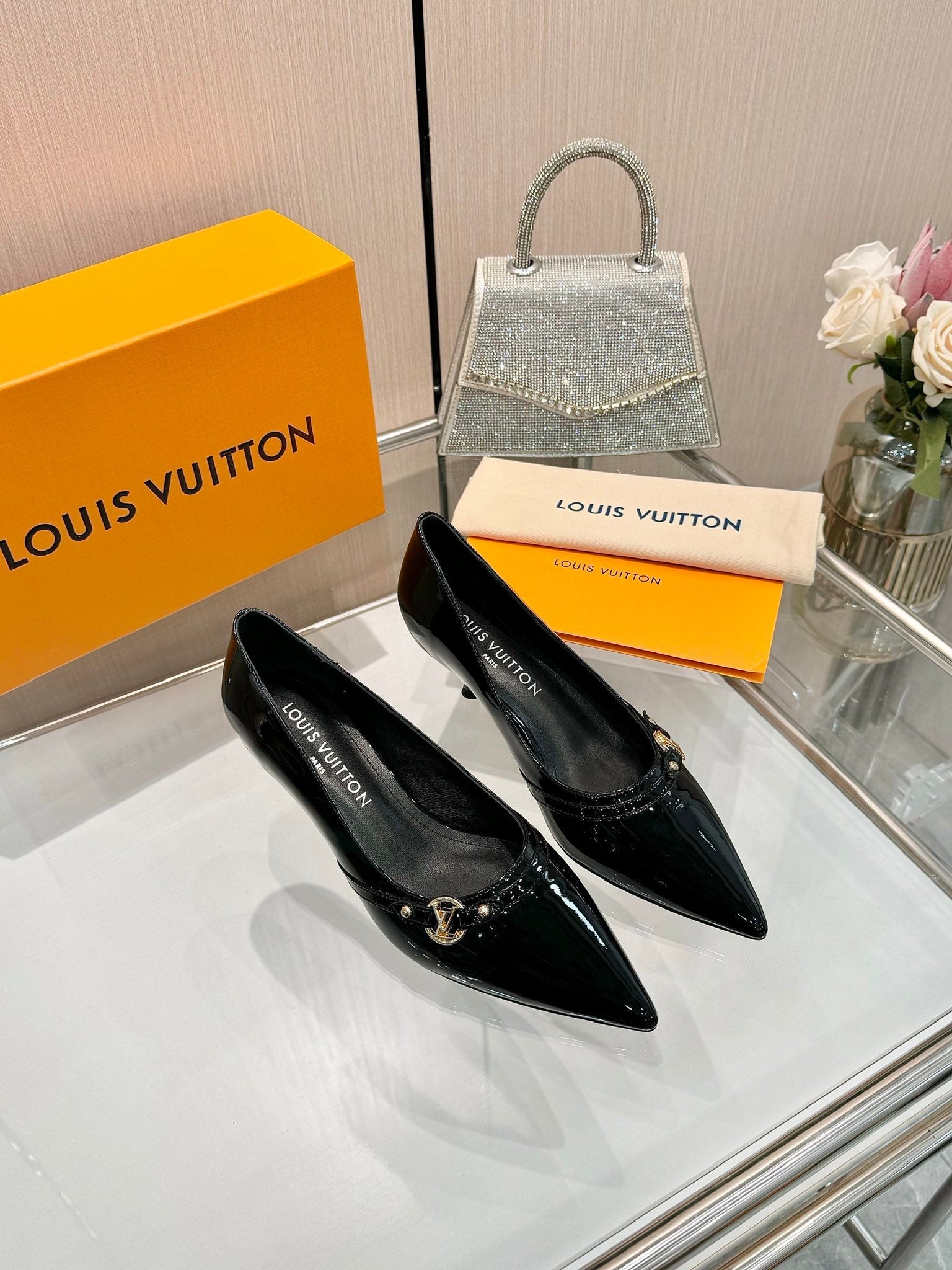 6AM HIGH HEELS 55 MM IN BLACK PATENT LAMBSKIN