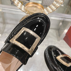 VIV' RANGERS LOAFERS IN BLACK PATENT CALFSKIN GOLD BUCKLE