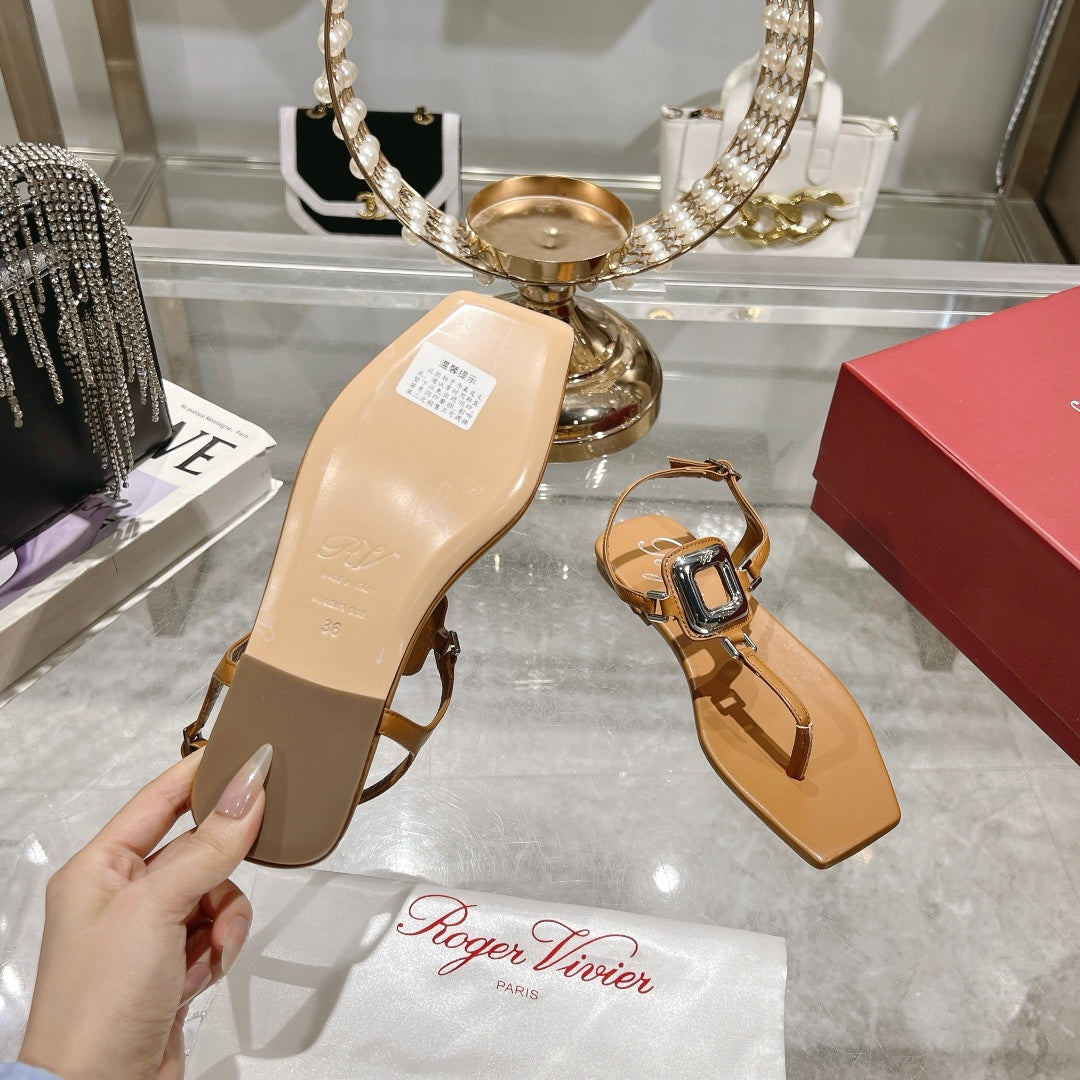 VIV' BY THE SEA SANDALS IN CINNAMON BROWN CALFSKIN